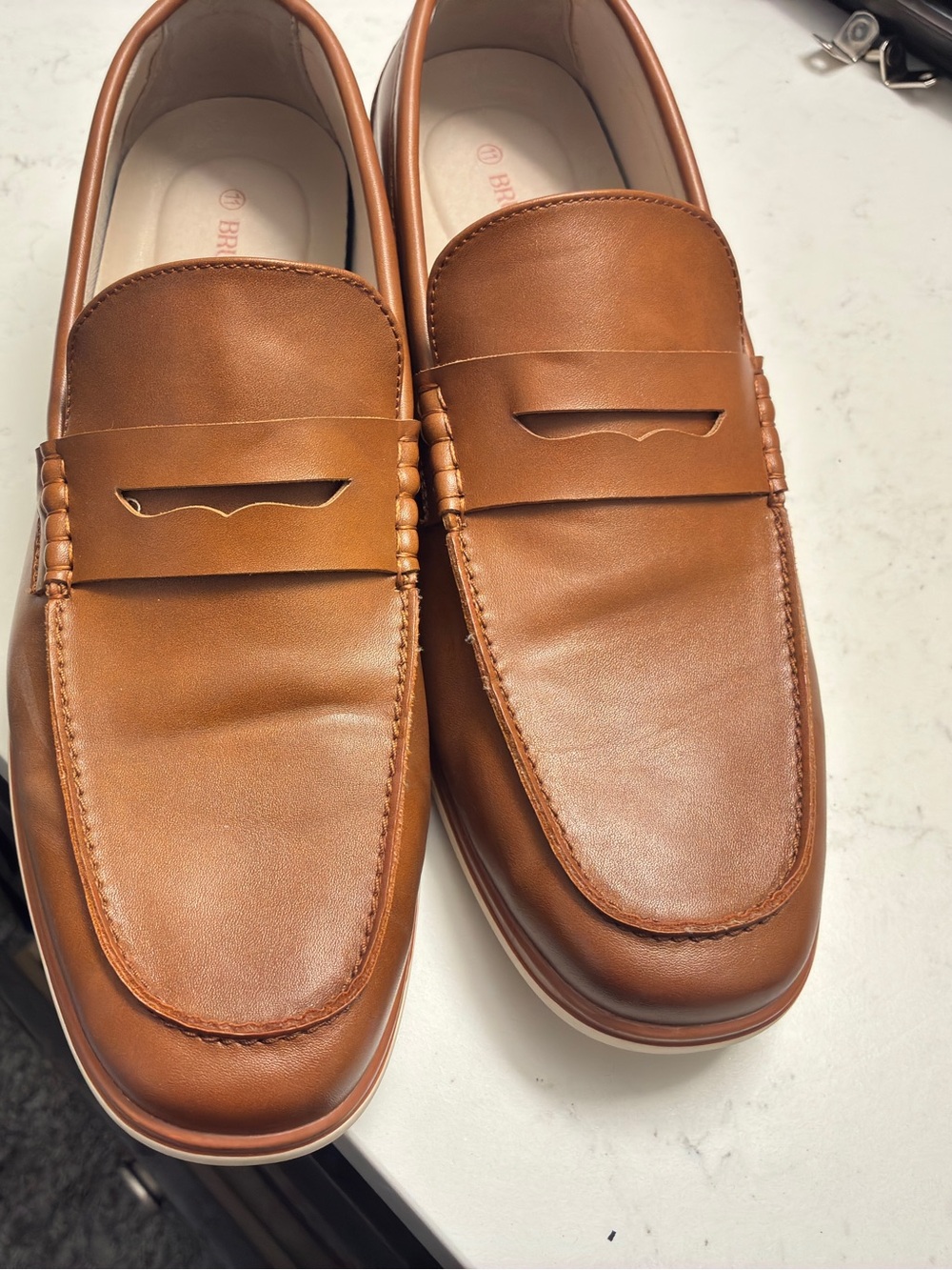 Men's Tan Leather Penny Loafers